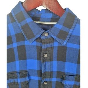 Calvin Klein Jeans Mens L Blue Black Plaid Flannel Long Sleeve Shirt